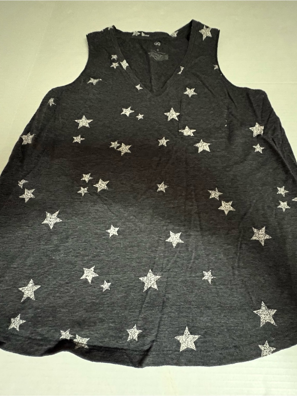 SO Black Sleeveless Tank Top with Silver Star Print